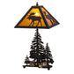 Meyda Lighting Moose Through the Trees 21" 2-Light Oil Rubbed Bronze Table Lamp With Honey Amber Art Shade Glass and Lighted Base