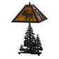 Meyda Lighting Moose Through the Trees 21" 2-Light Oil Rubbed Bronze Table Lamp With Honey Amber Art Shade Glass and Lighted Base