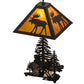Meyda Lighting Moose Through the Trees 21" 2-Light Oil Rubbed Bronze Table Lamp With Honey Amber Art Shade Glass and Lighted Base