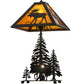 Meyda Lighting Moose Through the Trees 21" 2-Light Oil Rubbed Bronze Table Lamp With Honey Amber Art Shade Glass and Lighted Base