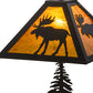 Meyda Lighting Moose Through the Trees 21" 2-Light Oil Rubbed Bronze Table Lamp With Honey Amber Art Shade Glass and Lighted Base