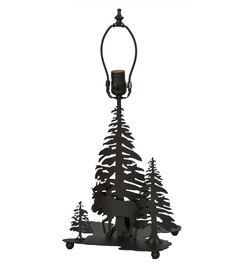 Meyda Lighting Moose Through the Trees 21" 2-Light Oil Rubbed Bronze Table Lamp With Honey Amber Art Shade Glass and Lighted Base