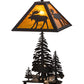 Meyda Lighting Moose Through the Trees 21" 2-Light Oil Rubbed Bronze Table Lamp With Honey Amber Art Shade Glass and Lighted Base
