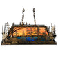 Meyda Lighting Moose Through the Trees 35" 6-Light Antique Copper Island Pendant Light With Amber and Blue Shade Glass