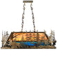 Meyda Lighting Moose Through the Trees 35" 6-Light Antique Copper Island Pendant Light With Amber and Blue Shade Glass