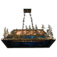 Meyda Lighting Moose Through the Trees 35" 6-Light Antique Copper Island Pendant Light With Amber and Blue Shade Glass