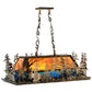Meyda Lighting Moose Through the Trees 35" 6-Light Antique Copper Island Pendant Light With Amber and Blue Shade Glass