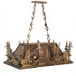 Meyda Lighting Moose Through the Trees 35" 6-Light Antique Copper Island Pendant Light With Silver Mica Shade Glass