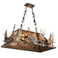 Meyda Lighting Moose Through the Trees 35" 6-Light Antique Copper Island Pendant Light With Silver Mica Shade Glass