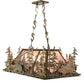 Meyda Lighting Moose Through the Trees 35" 6-Light Antique Copper Island Pendant Light With Silver Mica Shade Glass