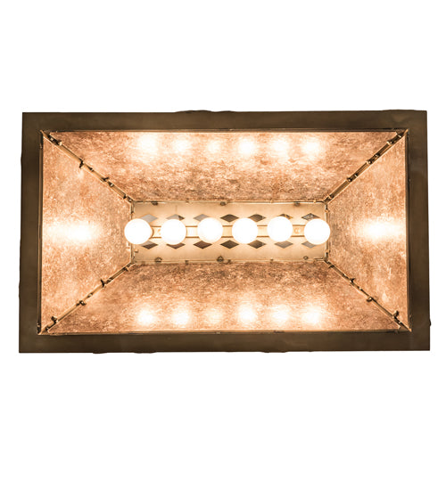 Meyda Lighting Moose Through the Trees 35" 6-Light Antique Copper Island Pendant Light With Silver Mica Shade Glass