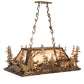 Meyda Lighting Moose Through the Trees 35" 6-Light Antique Copper Island Pendant Light With Silver Mica Shade Glass