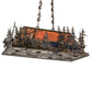 Meyda Lighting Moose Through the Trees 35" 6-Light Dark Burnished Antique Copper Island Pendant Light With Multi-Colored Shade Glass