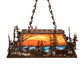 Meyda Lighting Moose Through the Trees 36" 6-Light Dark Burnished Antique Copper Island Pendant Light With Multi-Colored Shade Glass