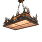 Meyda Lighting Moose Through the Trees 36" 6-Light Dark Burnished Antique Copper Island Pendant Light With Multi-Colored Shade Glass