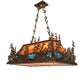 Meyda Lighting Moose Through the Trees 36" 6-Light Dark Burnished Antique Copper Island Pendant Light With Multi-Colored Shade Glass