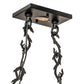 Meyda Lighting Moose Through the Trees 36" 6-Light Textured Black & Green Trees Island Pendant Light With Orange & Blue Shade Glass