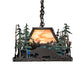 Meyda Lighting Moose Through the Trees 36" 6-Light Textured Black & Green Trees Island Pendant Light With Orange & Blue Shade Glass