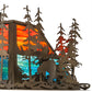 Meyda Lighting Moose Through the Trees 53" 6-Light Antique Copper Island Pendant Light With Orange & Blue Green Art Shade Glass