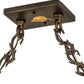 Meyda Lighting Moose Through the Trees 53" 6-Light Antique Copper Island Pendant Light With Orange & Blue Green Art Shade Glass