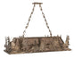 Meyda Lighting Moose Through the Trees 54" 6-Light Antique Copper Island Pendant Light With Silver Mica Shade Glass
