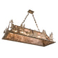Meyda Lighting Moose Through the Trees 54" 6-Light Antique Copper Island Pendant Light With Silver Mica Shade Glass