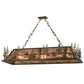 Meyda Lighting Moose Through the Trees 61" 9-Light Antique Copper Island Pendant Light With Silver Mica Shade Glass