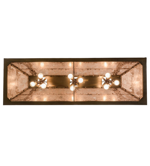 Meyda Lighting Moose Through the Trees 61" 9-Light Antique Copper Island Pendant Light With Silver Mica Shade Glass