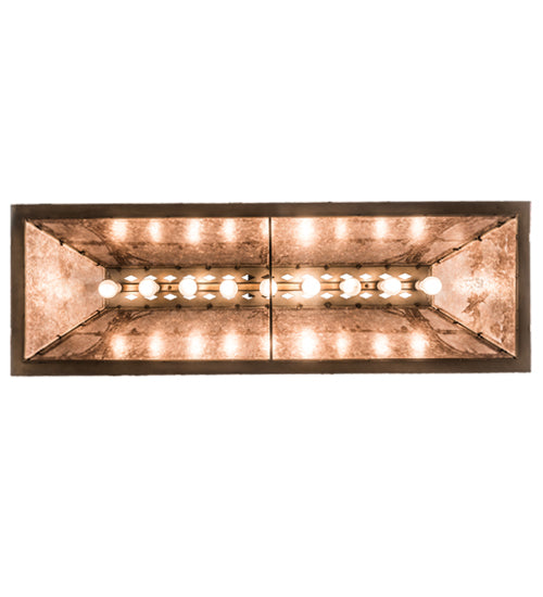 Meyda Lighting Moose Through the Trees 61" 9-Light Antique Copper Island Pendant Light With Silver Mica Shade Glass