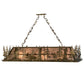 Meyda Lighting Moose Through the Trees 61" 9-Light Antique Copper Island Pendant Light With Silver Mica Shade Glass