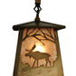 Meyda Lighting Moose at Dawn 10" Antique Copper Pendant Light With Silver Mica Shade Glass