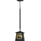 Meyda Lighting Moose at Dawn 10" Textured Black Mini Pendant Light With Beige Art Shade Glass