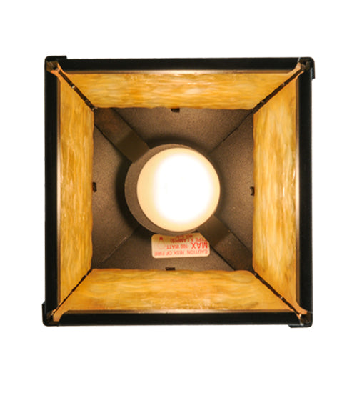 Meyda Lighting Moose at Dawn 10" Textured Black Mini Pendant Light With Beige Art Shade Glass