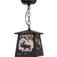 Meyda Lighting Moose at Dawn 10" Textured Black Mini Pendant Light With Silver Mica Shade Glass