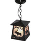 Meyda Lighting Moose at Dawn 10" Textured Black Mini Pendant Light With Silver Mica Shade Glass