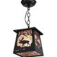 Meyda Lighting Moose at Dawn 10" Textured Black Mini Pendant Light With Silver Mica Shade Glass