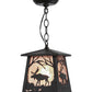 Meyda Lighting Moose at Dawn 10" Textured Black Mini Pendant Light With Silver Mica Shade Glass