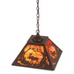 Meyda Lighting Moose at Dawn 22" 2-Light Cafe Noir Pendant Light With Orange Opal Art Shade Glass