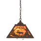 Meyda Lighting Moose at Dawn 22" 2-Light Cafe Noir Pendant Light With Orange Opal Art Shade Glass