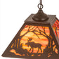 Meyda Lighting Moose at Dawn 22" 2-Light Cafe Noir Pendant Light With Orange Opal Art Shade Glass