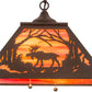 Meyda Lighting Moose at Dawn 22" 2-Light Cafe Noir Pendant Light With Orange Opal Art Shade Glass