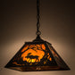 Meyda Lighting Moose at Dawn 22" 2-Light Textured Black Pendant Light With Amber Mica Shade Glass