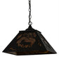 Meyda Lighting Moose at Dawn 22" 2-Light Textured Black Pendant Light With Amber Mica Shade Glass