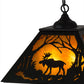Meyda Lighting Moose at Dawn 22" 2-Light Textured Black Pendant Light With Amber Mica Shade Glass