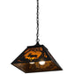 Meyda Lighting Moose at Dawn 22" 2-Light Textured Black Pendant Light With Amber Mica Shade Glass