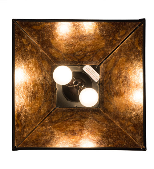 Meyda Lighting Moose at Dawn 22" 2-Light Textured Black Pendant Light With Amber Mica Shade Glass