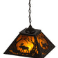 Meyda Lighting Moose at Dawn 22" 2-Light Timeless Bronze Pendant Light With Amber Mica Shade Glass