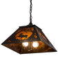 Meyda Lighting Moose at Dawn 22" 2-Light Timeless Bronze Pendant Light With Amber Mica Shade Glass