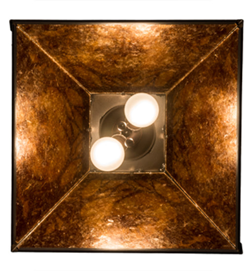 Meyda Lighting Moose at Dawn 22" 2-Light Timeless Bronze Pendant Light With Amber Mica Shade Glass