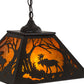 Meyda Lighting Moose at Dawn 22" 2-Light Timeless Bronze Pendant Light With Amber Mica Shade Glass